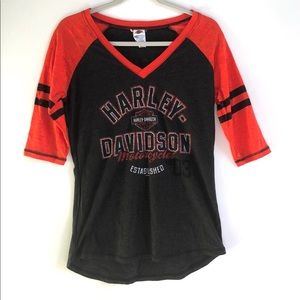Harley Davidson 3/4 Sleeve Jersey Tee M/L